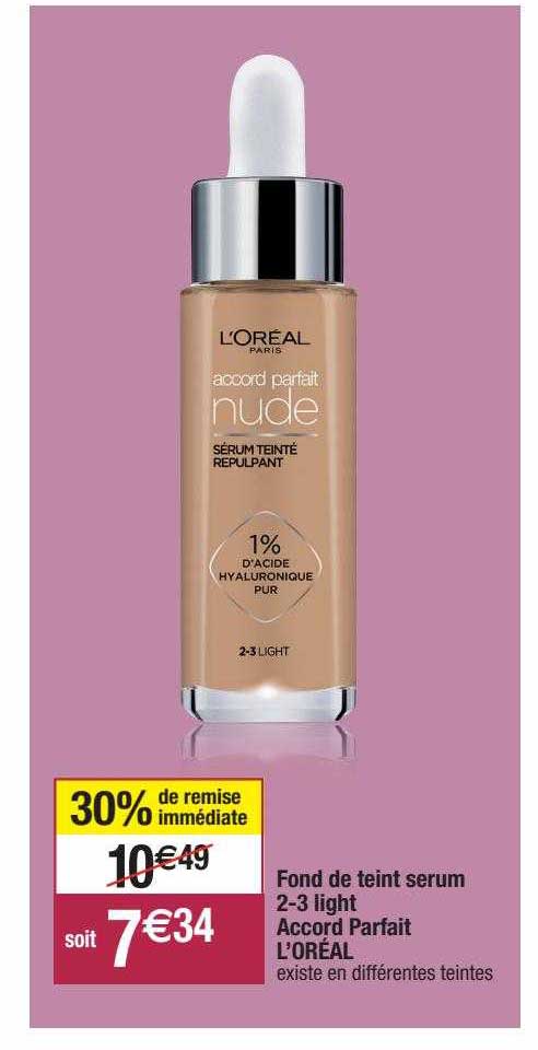 fond de teint sérum 2-3 light accord parfait l'oréal