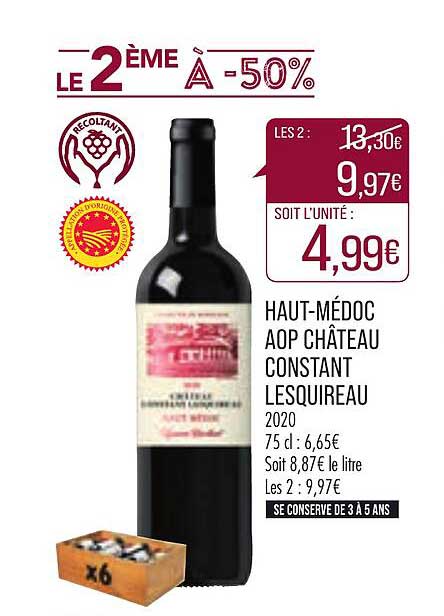 haut-médoc aop château constant lesquireau 2020