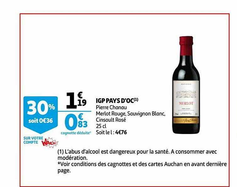 Igp Pays D'oc Pierre Chanau Merlot Rouge, Sauvignon Blanc, Cinsault Rosé