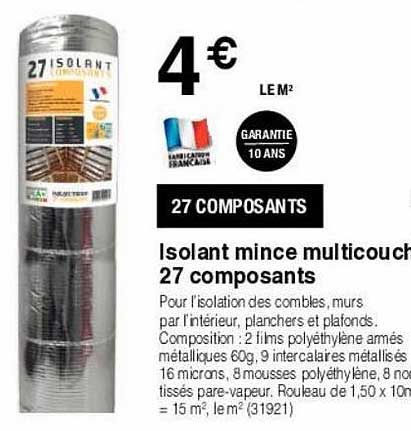 isolant mince multicouche 27 comosants