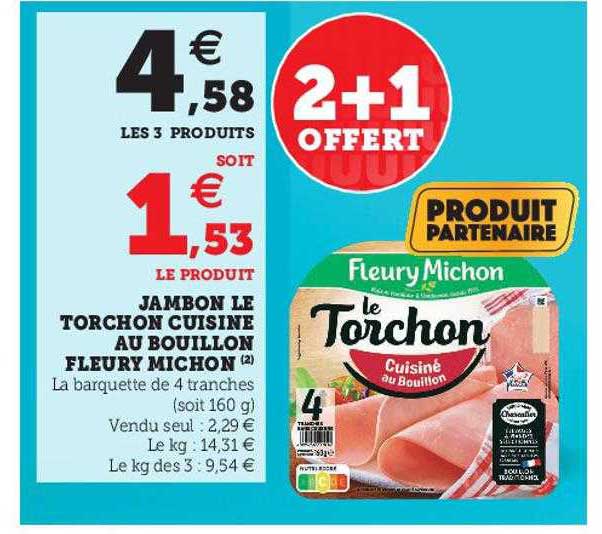 jambon le torchon cuisiné au bouillon fleury michon