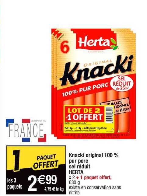 knacki original 100% pur porc sel réduit herta