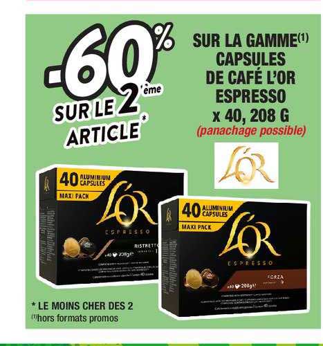 la gamme capsules de café l'o espresso x40, 208 g
