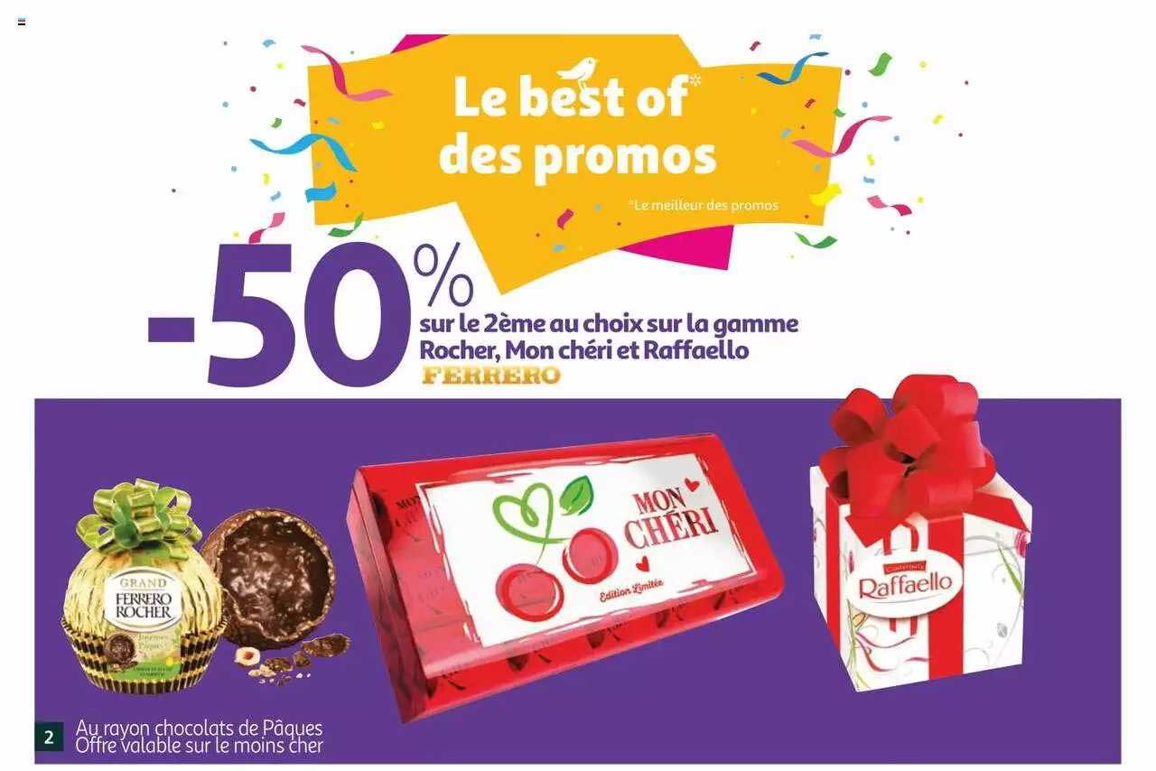 la gamme rocher, mon chéri et raffaello