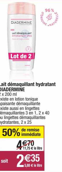 Lait Démaquillant Hydratant Diadermine