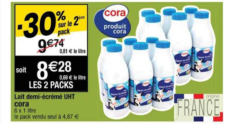 lait demi-écrémé uht cora