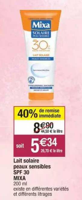 Lait Solaire Peaux Sensibles Spf 30 Mixa