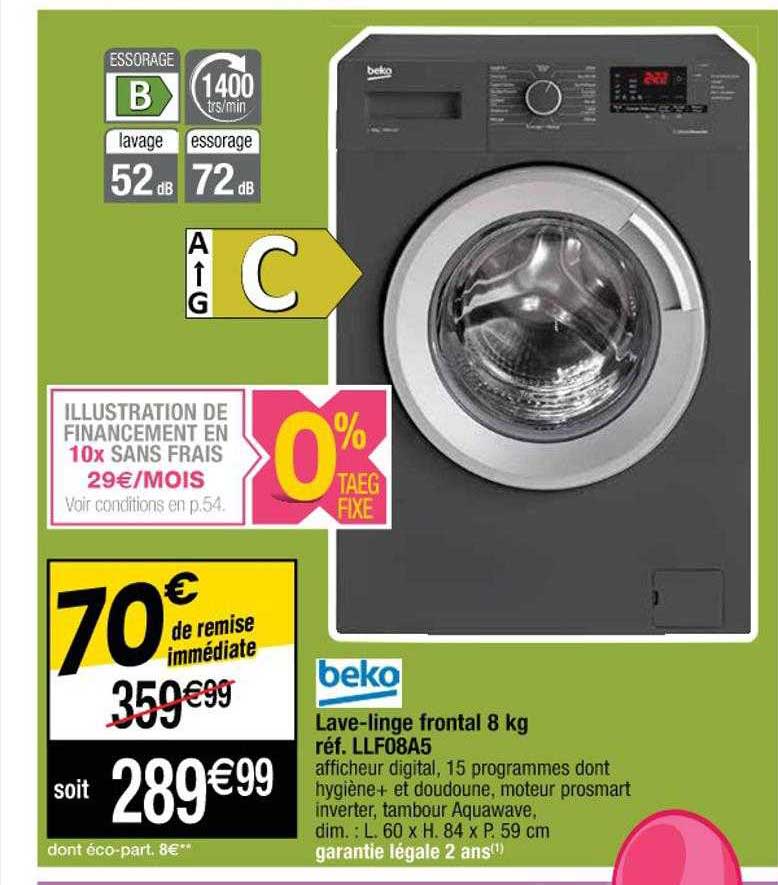 lave-linge frontal 8 kg beko