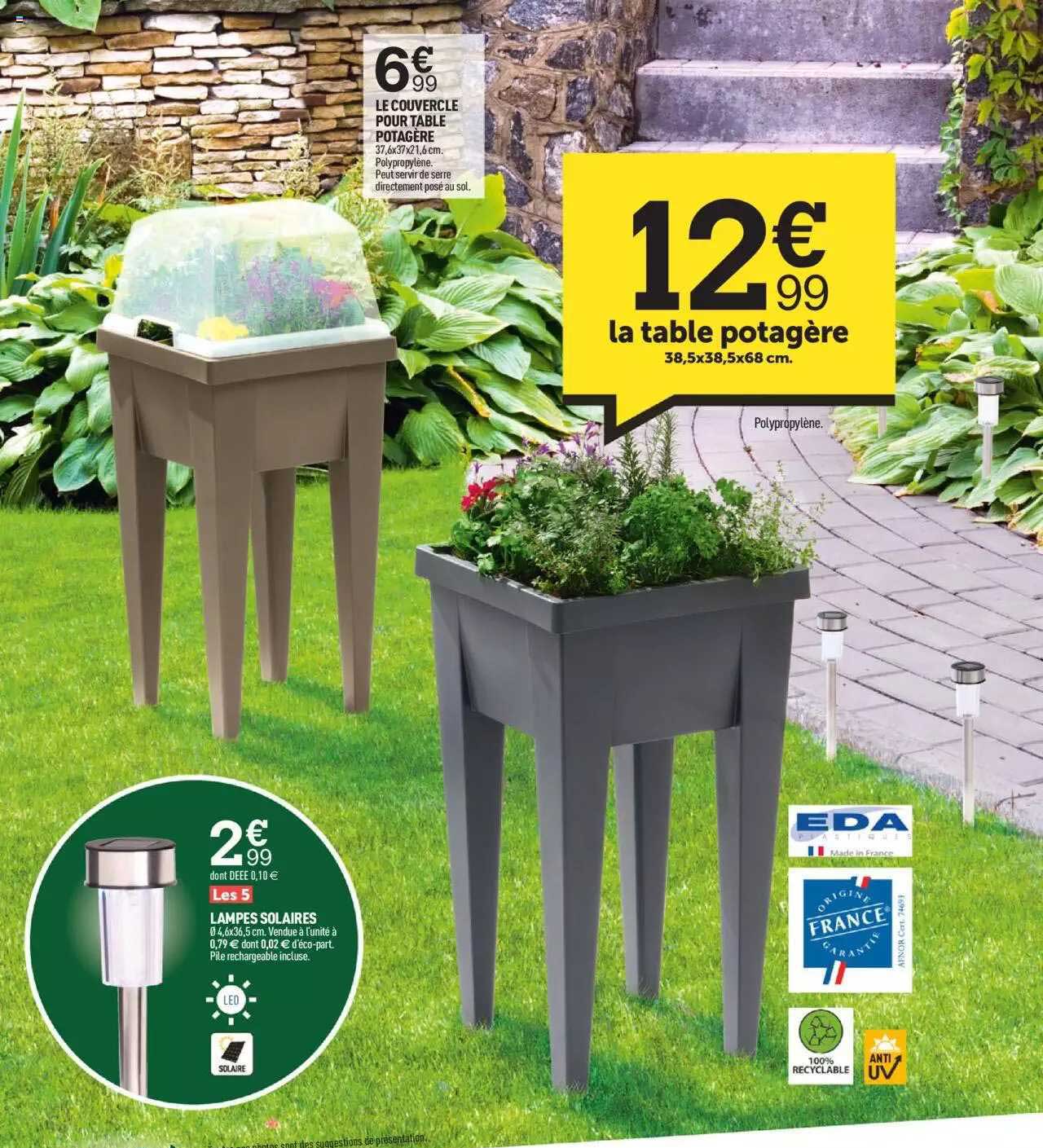 le couvercle pour table potagère, la table potagère, lampes solaires