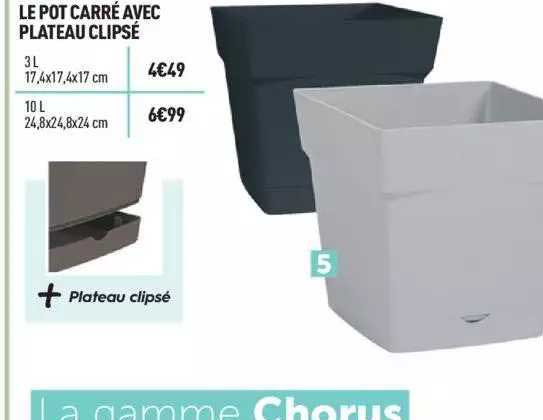 le pot carré avec plateau clipsé