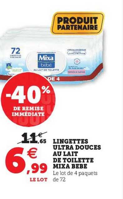 Lingettes Ultra Douces Au Lait De Toilette Mixa Bébé