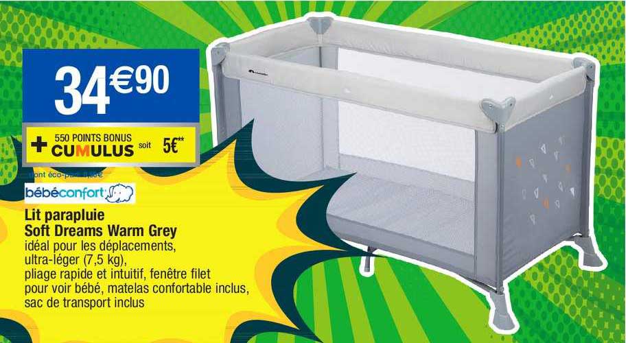 lit parapluie soft dreams warm grey bébéconfort