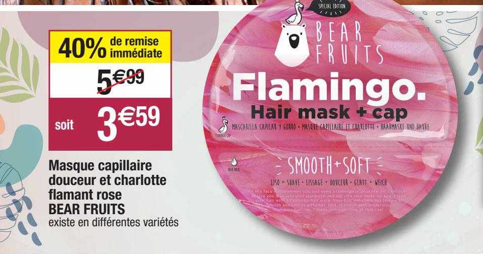 masque capillaire douceur et charlotte flamant rose bear fruits