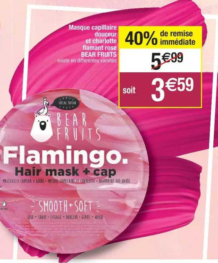 masque capillaire douceur et charlotte flamant rose bear fruits