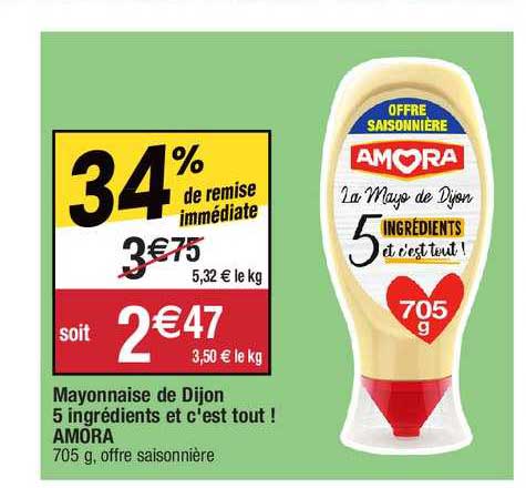mayonnaise de dijon 5 ingrédients et c'est tout ! amora