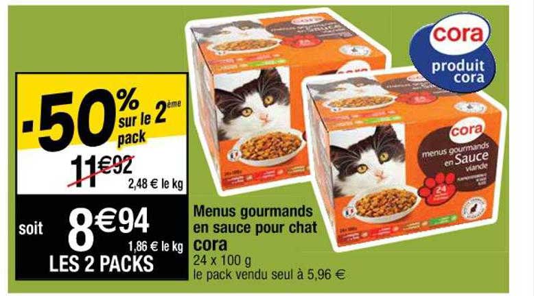 menus gourmands en sauce pour chat cora