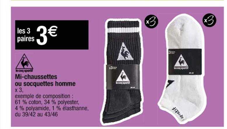 mi-chaussettes ou socquettes homme