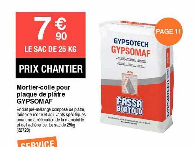 mortier-colle pour plaque de plâtre gypsomaf