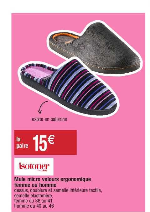 Mule Micro Velours Ergonomique Femme Ou Homme
