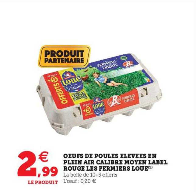oeufs de poules élevées en plein air calibre moyen label rouge les fermiers loué