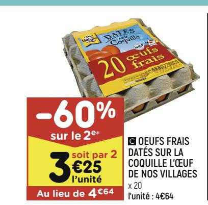 oeufs frais datés sur la coquille l'œuf de nos villages