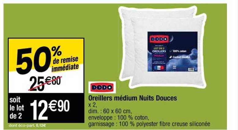 Oreillers Médium Nuits Douces Dodo
