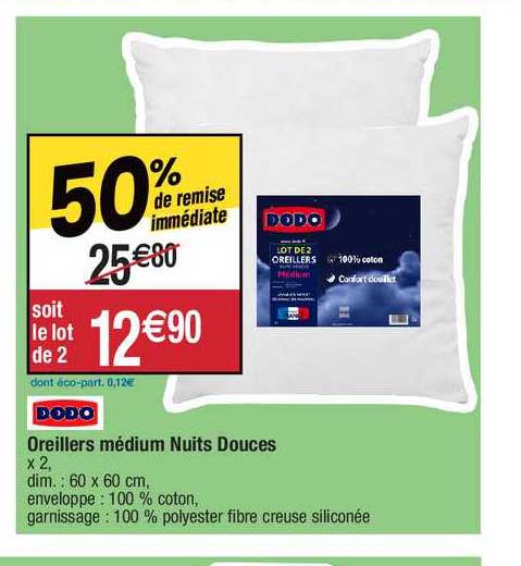 oreillers médium nuits douces dodo