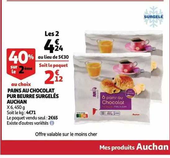 Pains Au Chocolat Pur Beurre Surgelés Auchan