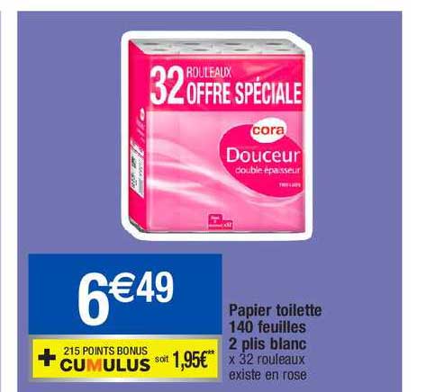 papier toilette 140 feuilles 2 plis blanc