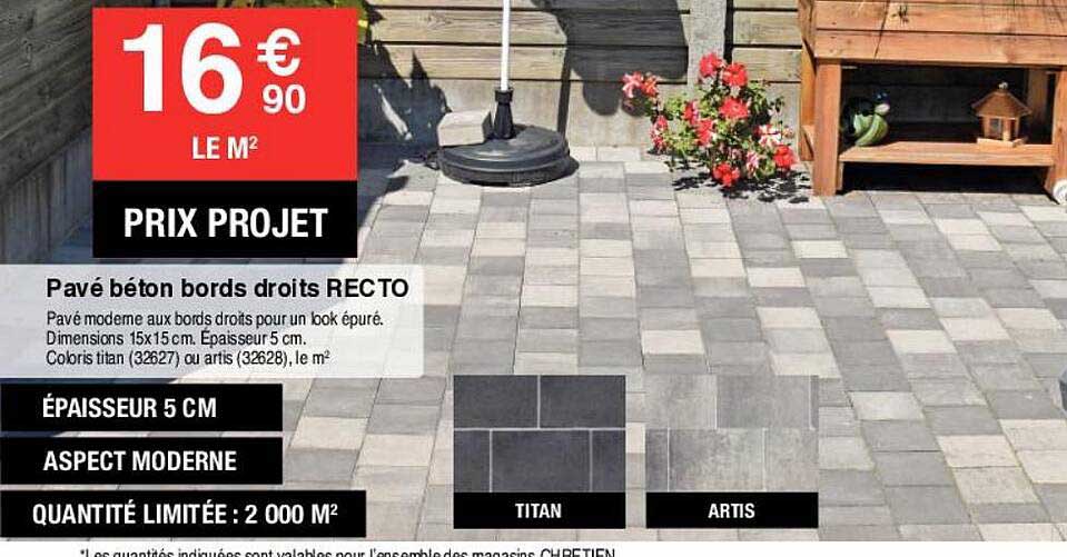 pavé béton bords droits recto