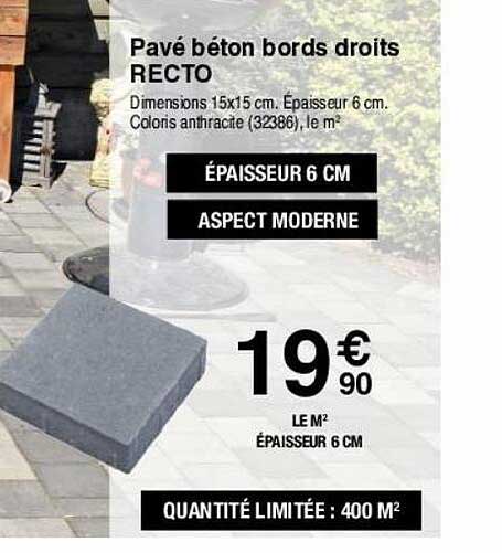 pavé béton bords droits recto