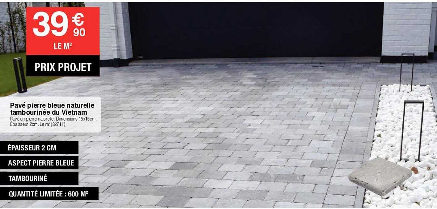 Pavé Pierre Bleue Naturelle Tambourinée Du Vietnam