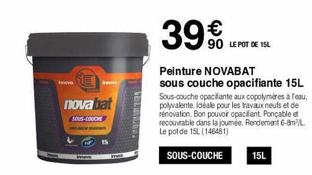 peinture novabat sous couche opacifiante 15l