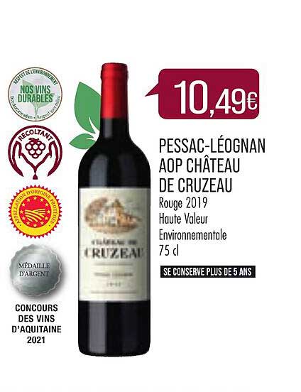pessac-léognan aop château de cruzeau rouge 2019