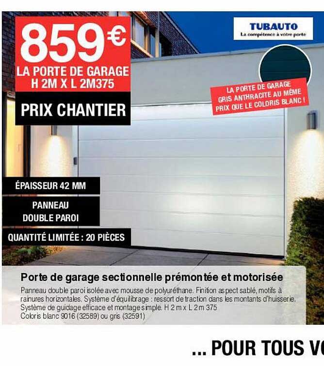 porte de garage sectionnelle prémontée et motorisée