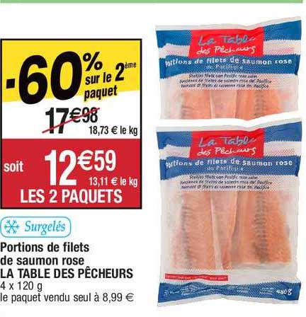 Portions De Filets De Saumon Rose La Table Des Pêcheurs