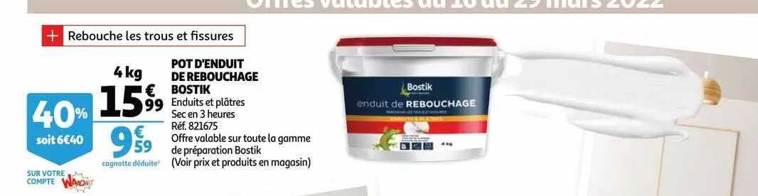 pot d'enduit de rebouchage bostik