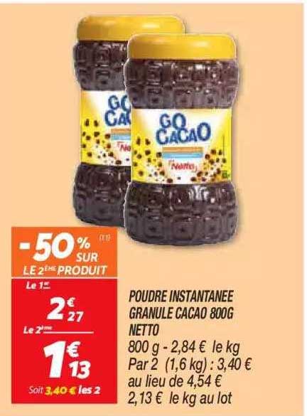 poudre instantanée granule cacao 800g netto