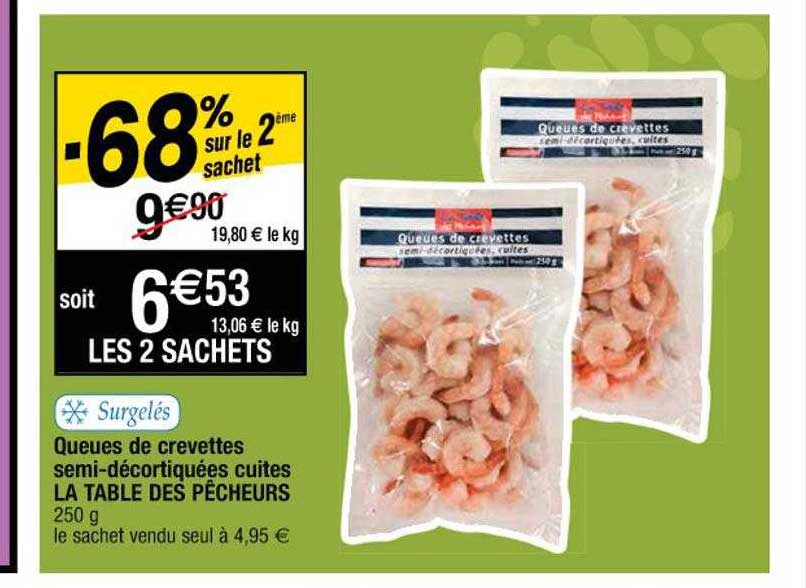 queues de crevettes semi-décortiquées cuites la table des pêcheurs