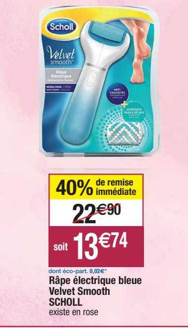 râpe électrique bleue velvet smooth scholl