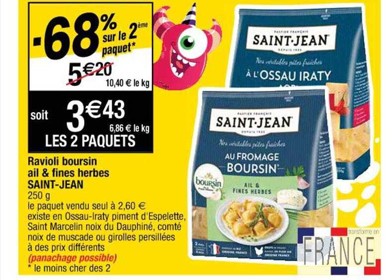 ravioli boursin ail & fines herbes saint-jean