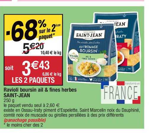 ravioli boursin ail & fines herbes saint-jean