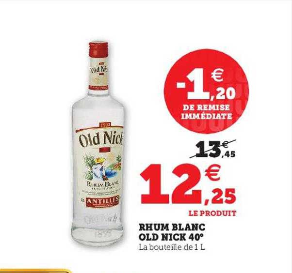 rhum blanc old nick 40°