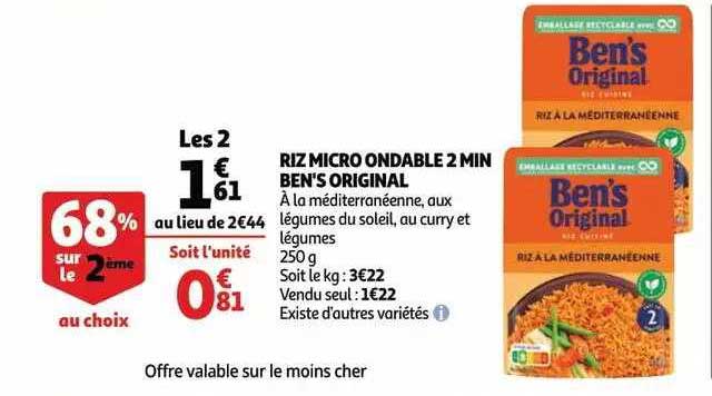 riz micro ondable 2 min ben's original