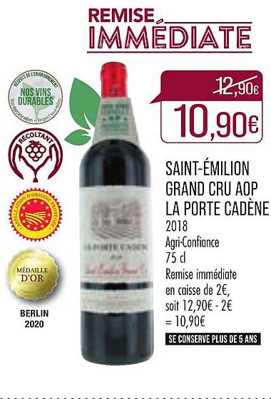 saint-émilion grand cru aop la porte cadène 2018