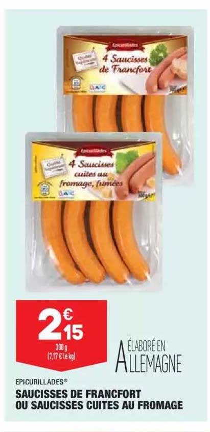 saucisses de francfort ou saucisses cuites au fromage epicurillades