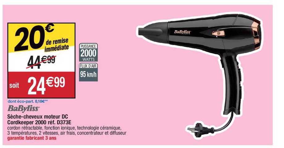 sèche-cheveux moteur dc cordkeeper 2000 babyliss