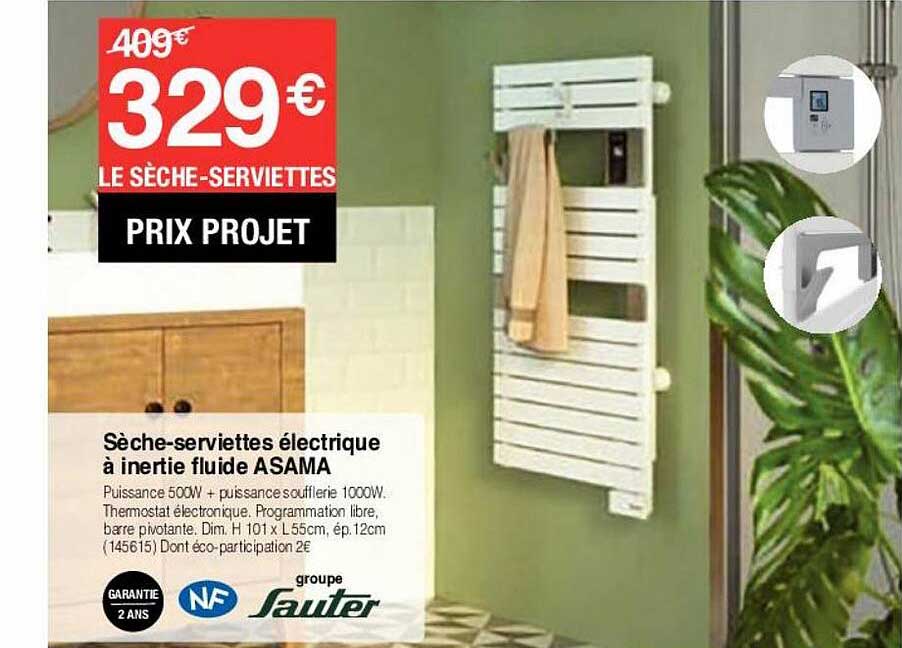 sèche-serviettes électrique à inertie fluide asama