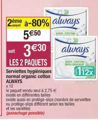 serviettes hygiéniques normal organic cotton always