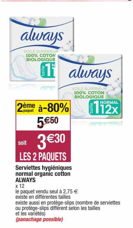 serviettes hygiéniques normal organic cotton always